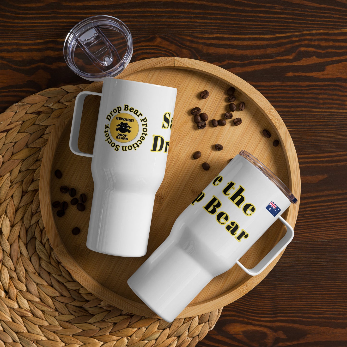 Save the Drop Bear - Travel mug with a handle
